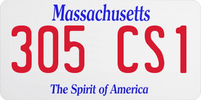 MA license plate 305CS1