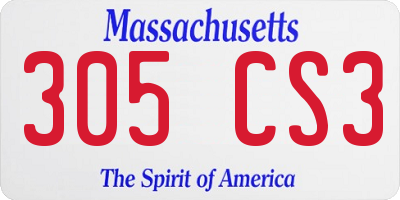 MA license plate 305CS3