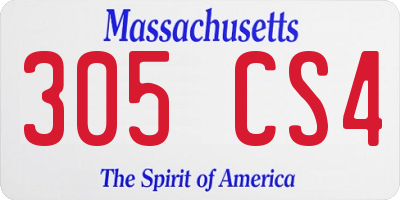 MA license plate 305CS4