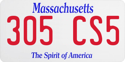 MA license plate 305CS5