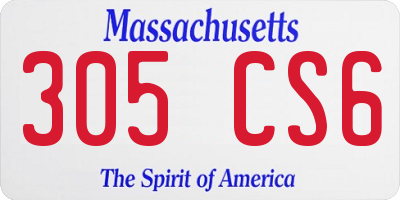 MA license plate 305CS6