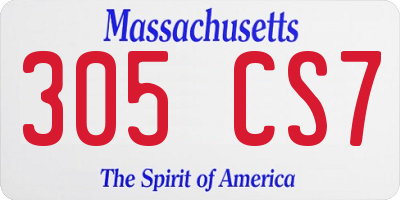 MA license plate 305CS7