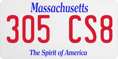 MA license plate 305CS8
