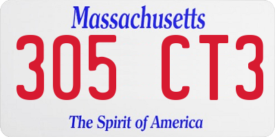 MA license plate 305CT3