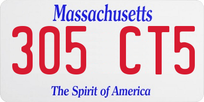 MA license plate 305CT5