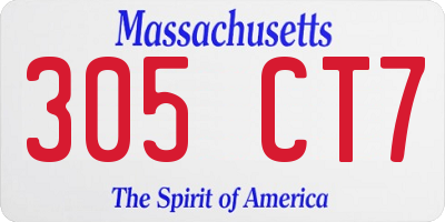 MA license plate 305CT7