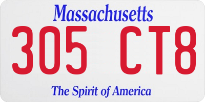 MA license plate 305CT8