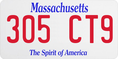 MA license plate 305CT9