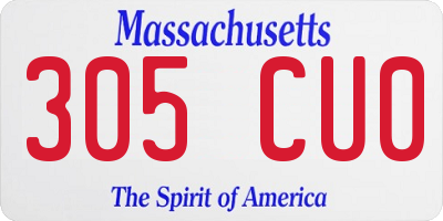 MA license plate 305CU0