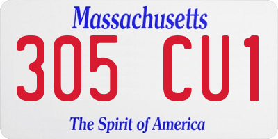 MA license plate 305CU1