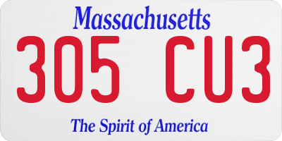 MA license plate 305CU3