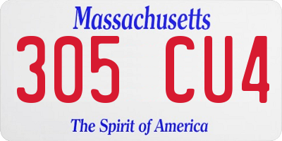 MA license plate 305CU4