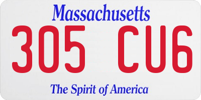 MA license plate 305CU6