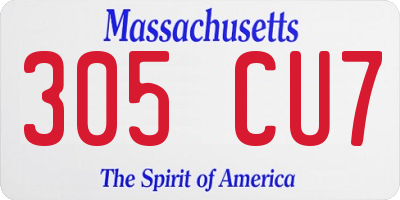 MA license plate 305CU7