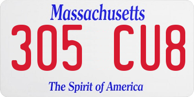 MA license plate 305CU8