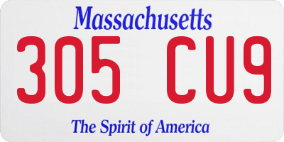 MA license plate 305CU9