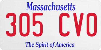 MA license plate 305CV0
