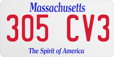 MA license plate 305CV3