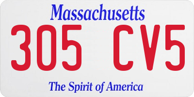 MA license plate 305CV5