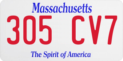 MA license plate 305CV7