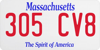 MA license plate 305CV8