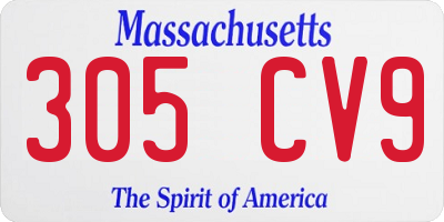 MA license plate 305CV9