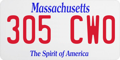 MA license plate 305CW0