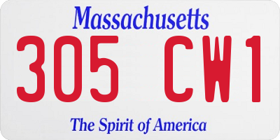 MA license plate 305CW1