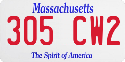 MA license plate 305CW2