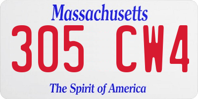 MA license plate 305CW4