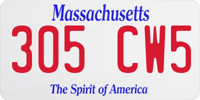 MA license plate 305CW5