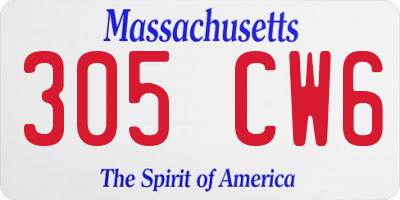MA license plate 305CW6