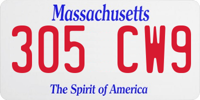 MA license plate 305CW9