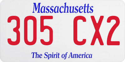 MA license plate 305CX2