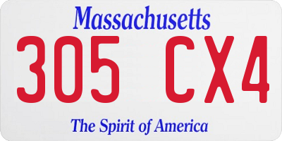 MA license plate 305CX4