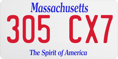MA license plate 305CX7