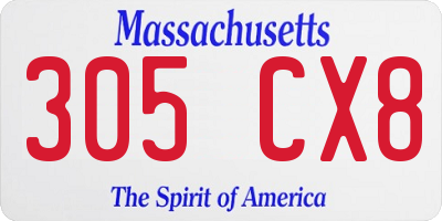 MA license plate 305CX8