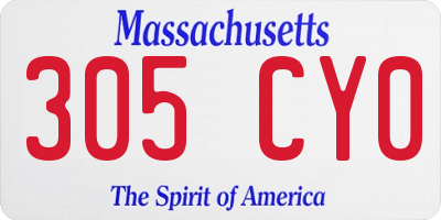 MA license plate 305CY0