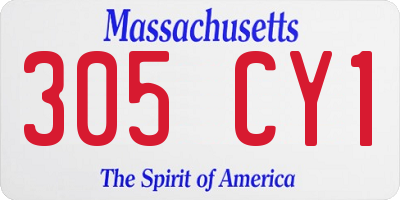 MA license plate 305CY1