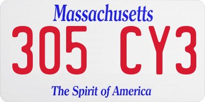 MA license plate 305CY3