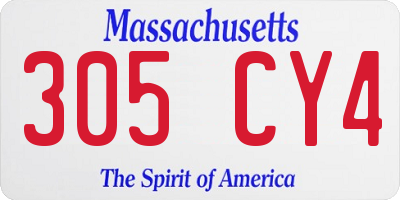 MA license plate 305CY4
