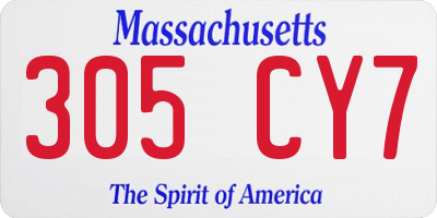 MA license plate 305CY7