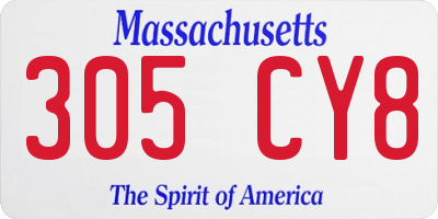 MA license plate 305CY8