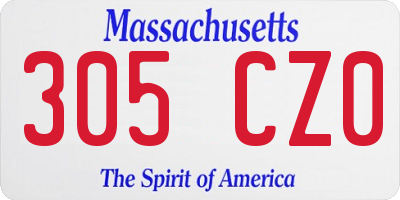 MA license plate 305CZ0