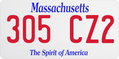 MA license plate 305CZ2