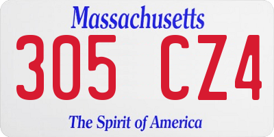 MA license plate 305CZ4