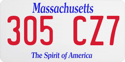 MA license plate 305CZ7
