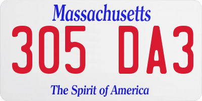 MA license plate 305DA3