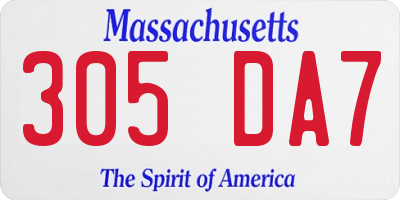 MA license plate 305DA7
