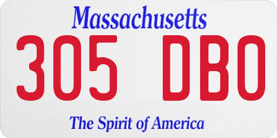 MA license plate 305DB0